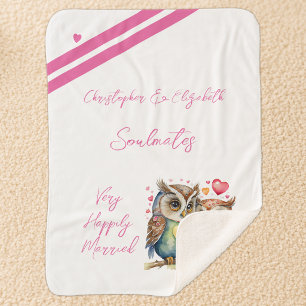 Wife soulmates cute owls anniversary gift sherpa blanket