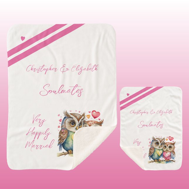 Wife soulmates cute owls anniversary gift sherpa blanket (Creator Uploaded)
