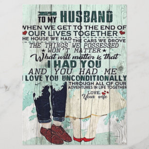 Wife To My Husband Gift To Husband Letter Menu