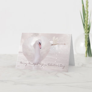 Wife Valentine's Day Card - Swan's In Pink
