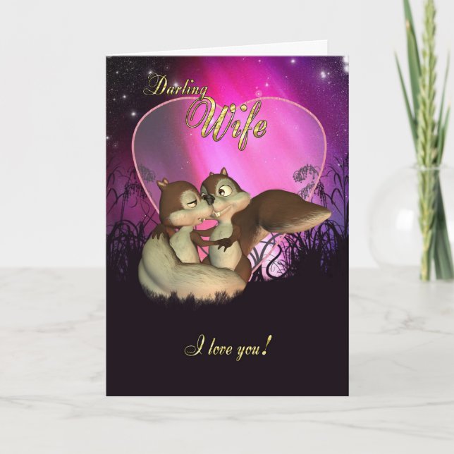 Wife Valentine's Day Card With Cute Love Squirrels (Front)