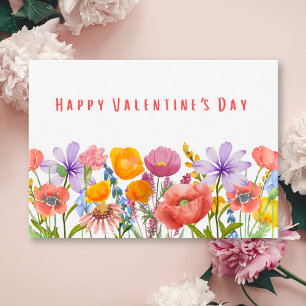 Wife Valentines Day - Pink Purple Red Floral Holiday Card