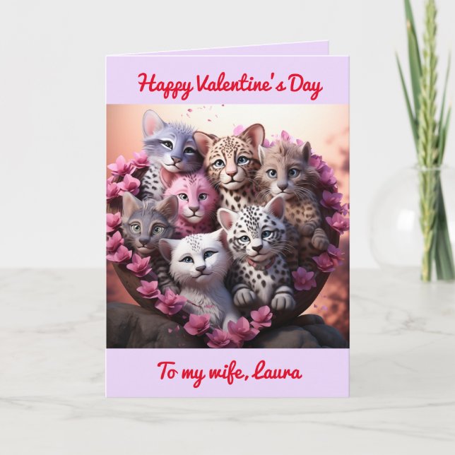Wife Valentine's Kitty Heart card (Front)
