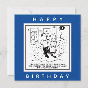 Wife Walks the Streets as a Traffic Warden Cartoon Card