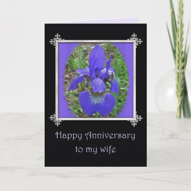 Wife Wedding Anniversary - Siberian Iris Card (Front)