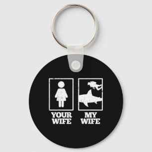Wife Wife Scuba Diving Shark Humour Husband Key Ring