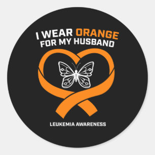 Wife Women I Wear Orange For My Husband Leukaemia Classic Round Sticker