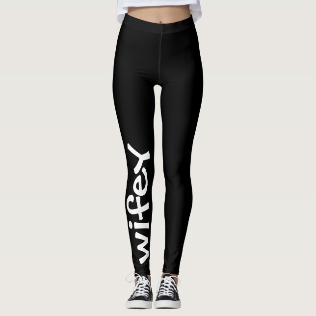 Wifey Black And White Cute Girly Chic Trendy Leggings (Front)