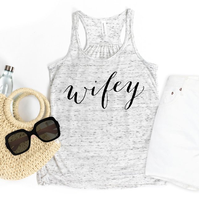 Wifey Black Modern Script Grey Womens Singlet (Creator Uploaded)