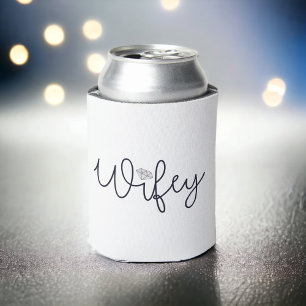 Wifey Black Script Bride / Personalised Bridal Can Cooler