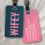 Wifey Blue Pink Monogram Script Luggage Tag<br><div class="desc">Liven up your luggage with this personalised design that's perfect for travellers</div>