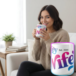 Wifey Couple Wedding Anniversary Custom Colourful Coffee Mug