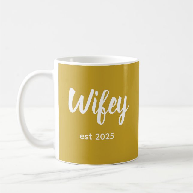 Wifey Custom Gold Bride, Fiance Gift Coffee Mug (Left)