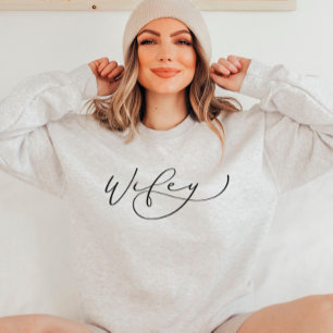 Wifey Cute Script Newlywed Sweatshirt