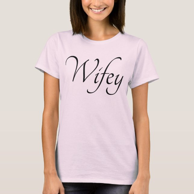 Wifey Elegant Black Script Pink Womens T-Shirt (Front)