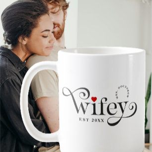 Wifey Elegant Typography Wedding Anniversary Coffee Mug