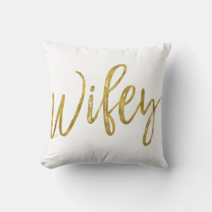 Wifey Faux Gold Foil Pillow
