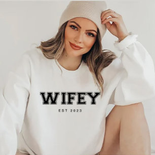 Wifey/Hubby Custom Bride, Fiance Gift White Sweatshirt