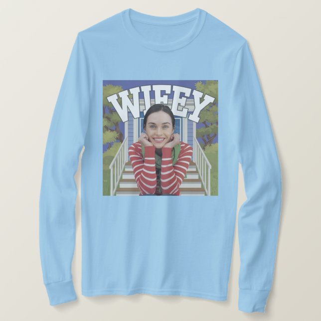 Wifey Light Blue Long Sleeve T-Shirt (Design Front)