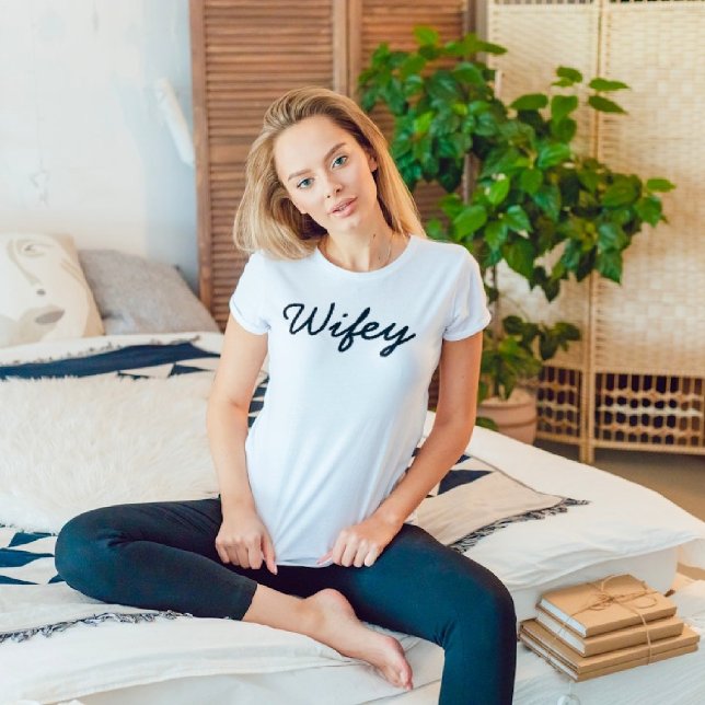 Wifey Modern Black Script White , Gift for wife T-Shirt (Creator Uploaded)