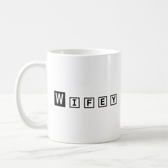 Wifey Modern Black Script White Womens Coffee Mug (Left)