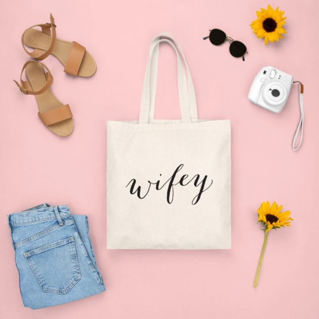 Wifey Modern Black Script Women's Tote Bag (Creator Uploaded)