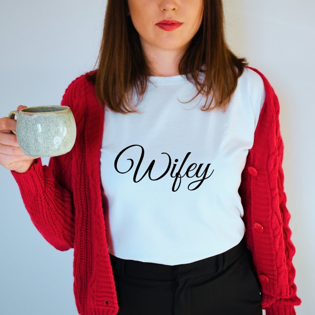 Wifey Modern Honeymoon Black Script White Women's T-Shirt (Creator Uploaded)