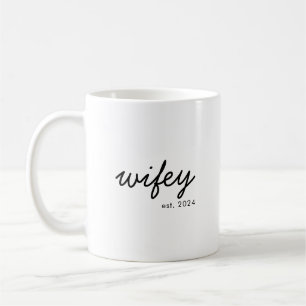 Wifey Modern Minimalist Script Personalised Bride Coffee Mug