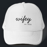 Wifey Modern Minimalist Script Personalised Bride Trucker Hat<br><div class="desc">Create a custom gift for the newlywed bride with this personalised wifey hat.</div>