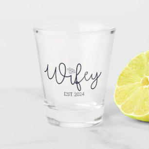Wifey Modern Typography Wife Mrs Wedding Hers Shot Glass