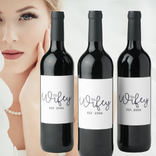 Wifey Modern with Diamond Accent EST Year Wine Label