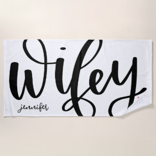 Wifey Newlywed Typography Design  Beach Towel