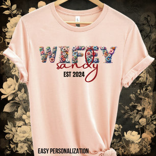 Wifey-Personalised Wifey-Floral Pastel Alphabet T-Shirt