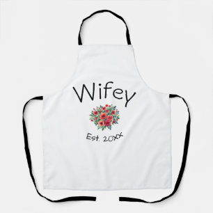 Wifey red floral est Year future wife valentine's  Apron