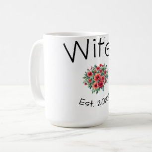 Wifey red floral est Year future wife valentine's Coffee Mug