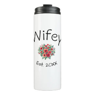 Wifey red floral est Year future wife valentine's Thermal Tumbler