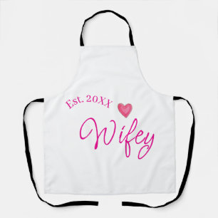 Wifey red heart est. Year future wife valentine's Apron