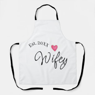 Wifey red heart est. Year future wife valentine's Apron