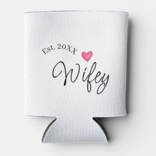 Wifey red heart est. Year future wife valentine's Can Cooler