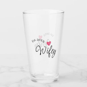 Wifey red heart est. Year future wife valentine's  Glass