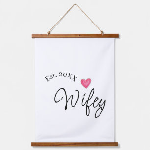 Wifey red heart est. Year future wife valentine's  Hanging Tapestry