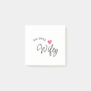 Wifey red heart est. Year future wife valentine's Post-it Notes