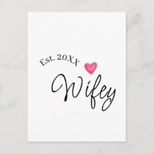 Wifey red heart est. Year future wife valentine's  Postcard