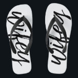Wifey - Whimsical Black Calligraphy for the Bride Jandals<br><div class="desc">This design features the colour black. A whimsical typestyle with a mod and chic touch. You can add the anniversary date or year - or delete the extra font.</div>