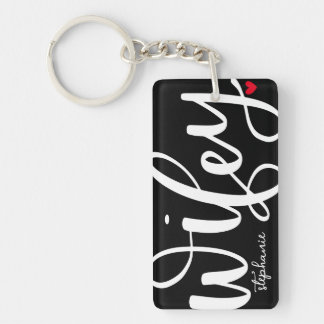 Wifey | White Text Design with Photo Key Ring