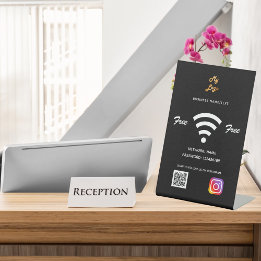 Wifi business logo qr code instagram black pedestal sign