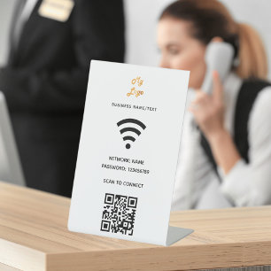 Wifi business logo qr code scan to connect pedestal sign
