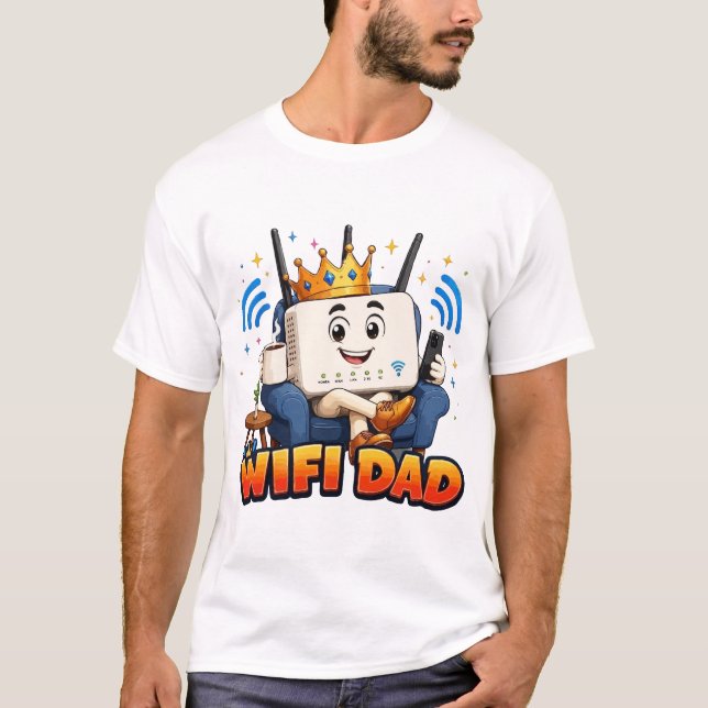 WIFI DAD Funny Router Character T-Shirt (Front)