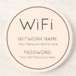 WiFi Details Simple typography Single Line Border Coaster<br><div class="desc">Keep your WiFi details always readily available in simple yet elegant style on your coffee table for visitors to access, with just the relevant information in minimal elegant black typography which you can easily personalize with your own network information and password. You can also change the cream background to another...</div>