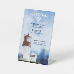 WiFi Internet Password Beach Rental Light House Pedestal Sign